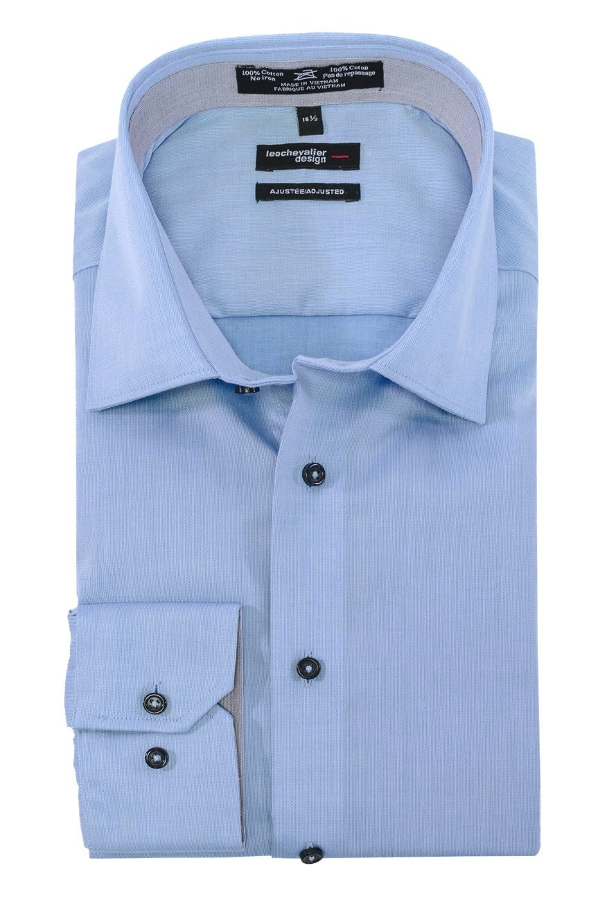 Chemise habillée, coupe ajustée, en 100 % coton sans repassage, col évasé, manche longue - Style 225161