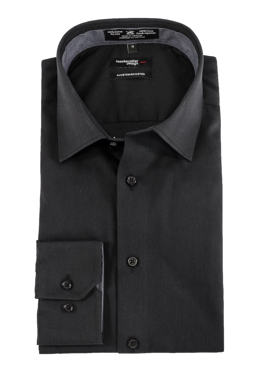 Chemise habillée, coupe ajustée, en 100 % coton sans repassage, col évasé, manche longue - Style 225161